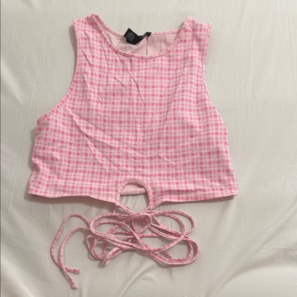 Forever 21 Pink Gingham Crop Top